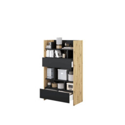 Arte Bed Concept Oak Artisan And Black Sideboard Cabinet 92Cm - thumbnail 3