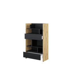 Arte Bed Concept Oak Artisan And Black Sideboard Cabinet 92Cm - thumbnail 2