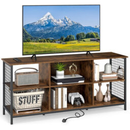 Gainoom Tv Stand For 65Inch Tvs 3-Tier Entertainment Center With Power Outlets & 2 Cable Holes - thumbnail 1