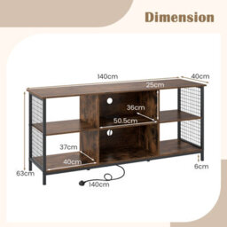 Gainoom Tv Stand For 65Inch Tvs 3-Tier Entertainment Center With Power Outlets & 2 Cable Holes - thumbnail 2
