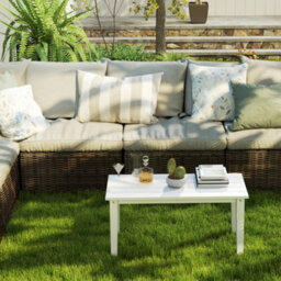 Outsunny Hdpe Rectangle Garden Coffee Table, Slatted Outdoor Table, White - thumbnail 7