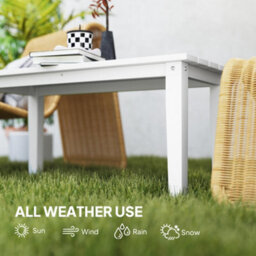 Outsunny Hdpe Rectangle Garden Coffee Table, Slatted Outdoor Table, White - thumbnail 6