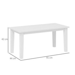 Outsunny Hdpe Rectangle Garden Coffee Table, Slatted Outdoor Table, White - thumbnail 3