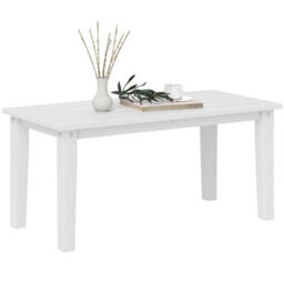 Outsunny Hdpe Rectangle Garden Coffee Table, Slatted Outdoor Table, White - thumbnail 2