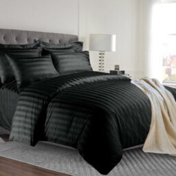 Ameha Stripe Duvet Set With Pillowcase Reversible Bedding & Soft Microfiber Cover Black Single Size 135X200Cm - thumbnail 4