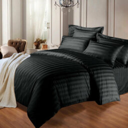 Ameha Stripe Duvet Set With Pillowcase Reversible Bedding & Soft Microfiber Cover Black Single Size 135X200Cm - thumbnail 5