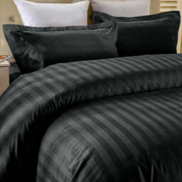 Ameha Stripe Duvet Set With Pillowcase Reversible Bedding & Soft Microfiber Cover Black Single Size 135X200Cm - thumbnail 9