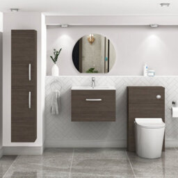 Royal Bathrooms Turin Grey Elm 600mm Wall Hung Vanity Unit 1 Drawer With Minimalist Basin Sink - thumbnail 2