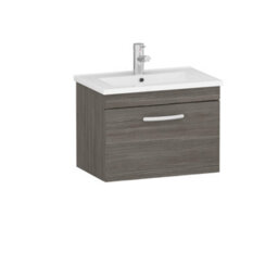 Royal Bathrooms Turin Grey Elm 600mm Wall Hung Vanity Unit 1 Drawer With Minimalist Basin Sink - thumbnail 6