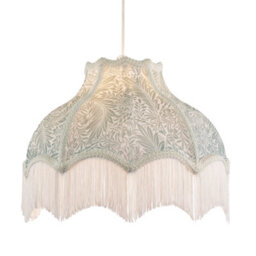 Happy Homewares Classic Victorian Lamp Shade In Light Emerald Green Velvet With Trims - thumbnail 2