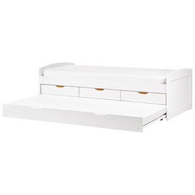 Beliani Trundle Bed Pine Wood Petiville 90 X 200 Cm (Eu Single) White - image 1