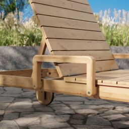 GoodHome Riveo Natural Wooden Sun Lounger - thumbnail 5