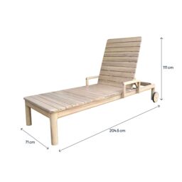 GoodHome Riveo Natural Wooden Sun Lounger - thumbnail 9