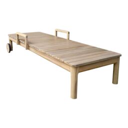 GoodHome Riveo Natural Wooden Sun Lounger - thumbnail 4