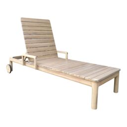 GoodHome Riveo Natural Wooden Sun Lounger - thumbnail 3