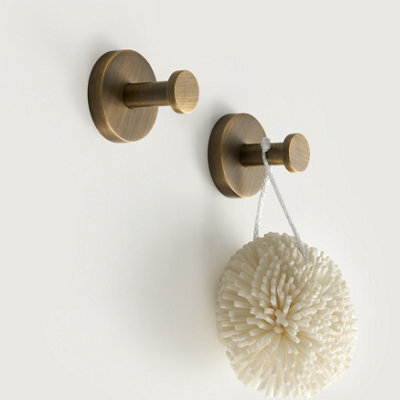 Excel Home Pair Of Bathroom Hooks, Antique Brass Finish, Solid Brass Construction, Modern Wall Hooks For Towels & Robes, Stylish & Durable - image 1