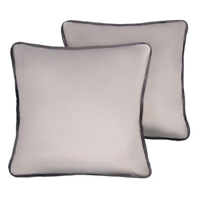 OHS 2 Pack Matte Velvet Piped Cushion Covers, Grey - 45 X 45Cm - image 1