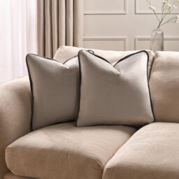 OHS 2 Pack Matte Velvet Piped Cushion Covers, Grey - 45 X 45Cm - thumbnail 2