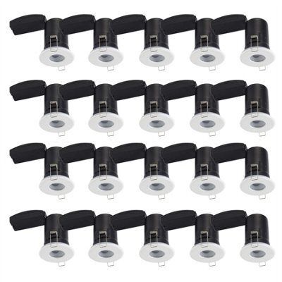 First Choice Lighting Set Of 20 - White Ip65 Bathroom Recessed Fire Rated Downlights - image 1