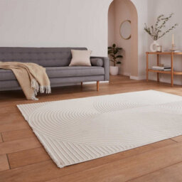 Cream Optical 3D Washable Abstract Modern Dining Room Bedroom & Living Room Rug-120Cm X 170Cm - thumbnail 3