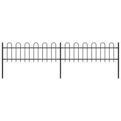 Walplus Garden Fence With Hoop Top Steel 359X60 Cm Black - image 1