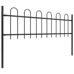 Walplus Garden Fence With Hoop Top Steel 359X60 Cm Black - thumbnail 2