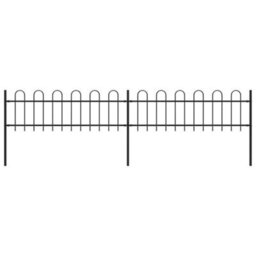 Walplus Garden Fence With Hoop Top Steel 359X60 Cm Black - thumbnail 1