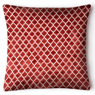 Intimates Chic Design Textured Velvet Cushion, Sofa Accent With Zip Closure - Red
