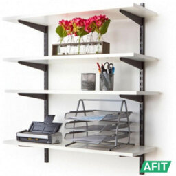 Afit Twin Slot Shelving Kit 9X270mm Brackets 3X1M Uprights Heavy Duty Steel Wall Mounted Shelving System - Black - thumbnail 6