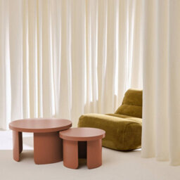 Sweeek - Set Of 2 Round Nesting Coffee Tables Terracotta - Luma - thumbnail 3