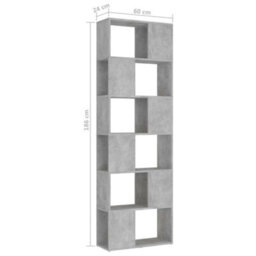 Vidaxl Book Cabinet Room Divider Concrete Grey 60X24X186 Cm Engineered Wood Book Cabinet Room Dividers - thumbnail 7