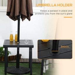 Outsunny Garden Side Table Coffee Table With Umbrella Hole For Patio Balcony - thumbnail 4