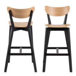 Furniture To Go Roxby Bar Stool, Black And Oak Set Of 2 - thumbnail 2