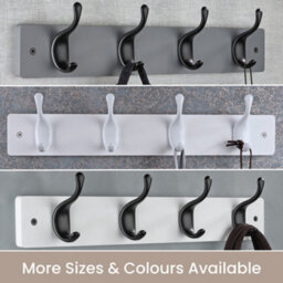 Keypak 4 Matte Black Coat Hooks On Ash Effect Wooden Board - 42Cm Modern Wall Mounted Coat Rack Clothes Hanger - thumbnail 6