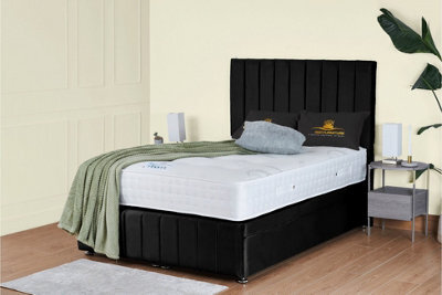 UKBEDFURNITURE Hamilton Plush Black End Opening Divan Ottoman Bed With 54 Inch Headboard & 10 Inch Orthopaedic Mattress - image 1