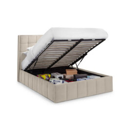 Oakham Tamarack Cream Velvet Ottoman Storage Bed -  Double (135Cm) - thumbnail 2