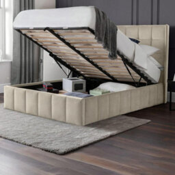 Oakham Tamarack Cream Velvet Ottoman Storage Bed -  Double (135Cm) - thumbnail 4