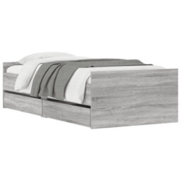 Berkfield Bed Frame With Drawers Without Mattress Grey Sonoma 100X200 Cm - thumbnail 3