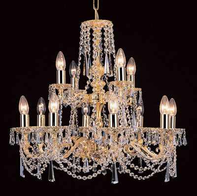 Luminosa Lighting Luminosa Stuttgart Strass Cast Brass Gold 12 Arm Chandelier