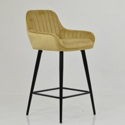 Lakeland Furniture Hamilton Camel Cream Velvet Black Fixed Leg Base Bar Stool - thumbnail 4