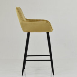 Lakeland Furniture Hamilton Camel Cream Velvet Black Fixed Leg Base Bar Stool - thumbnail 5