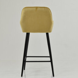 Lakeland Furniture Hamilton Camel Cream Velvet Black Fixed Leg Base Bar Stool - thumbnail 6