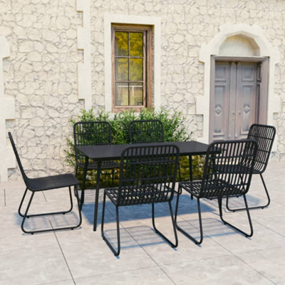 Berkfield 7 Piece Outdoor Dining Set Poly Rattan And Glass - image 1