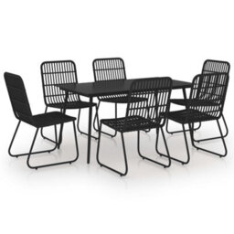 Berkfield 7 Piece Outdoor Dining Set Poly Rattan And Glass - thumbnail 2