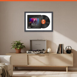 "AK Frames 25X17"" Dark Grey Step Vinyl Record Frame With White Mount For 12 Inch Lp Cover & Disc - Overlapped Design" - thumbnail 8