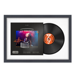 "AK Frames 25X17"" Dark Grey Step Vinyl Record Frame With White Mount For 12 Inch Lp Cover & Disc - Overlapped Design" - thumbnail 1