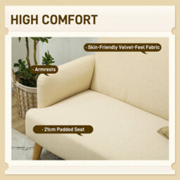 Wyld Haus Zipato Velvet Cream 2-Seater Sofa L130 X D74 X H79Cm With 21Cm Padded Seat And Wooden Legs - thumbnail 4
