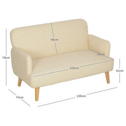 Wyld Haus Zipato Velvet Cream 2-Seater Sofa L130 X D74 X H79Cm With 21Cm Padded Seat And Wooden Legs - thumbnail 3
