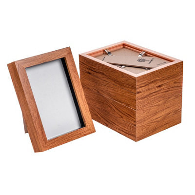 "Nicola Spring 4 X 6"" Photo Frames - Dark Wood - 3D Photo Frame Picture Frame Box Portrait Display Case (17.5 X 12.5Cm) Set Of 5" - image 1