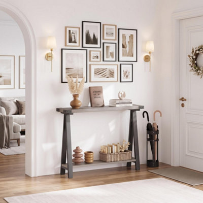 London Boutique Console Table, 2-Tier Slim Entryway Table, Narrow Wood Sofa Tables Behind Couch For Small Spaces 110 X 21 X 80 Cm - image 1